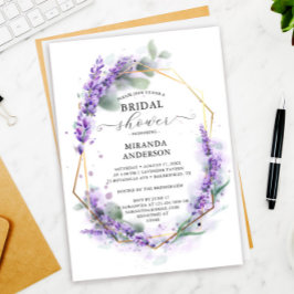 Modern Blommigt Lavender Geometric Möhippa Inbjudningar