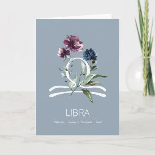 Modern Blommigt Libra Zodiac Stjärntecken Birthday Kort