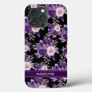 Modern Blommigt Lila Black