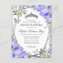 Modern Blommigt Lila Silver Grått Tiara Quinceañer