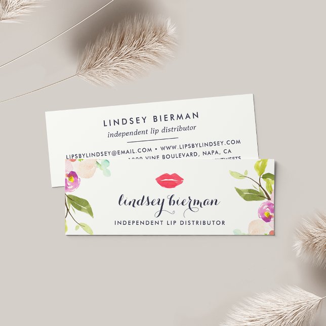 Modern Blommigt Lip Product Distributor Mini Visitkort (Skapare uppladdad)