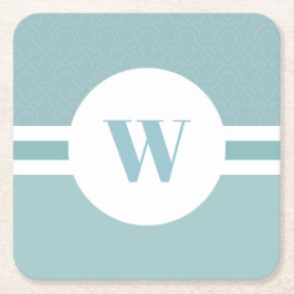 Modern blommigt ljusblå anpassningsbar monogram in underlägg papper kvadrat