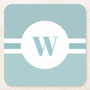 Modern blommigt ljusblå anpassningsbar monogram in underlägg papper kvadrat
