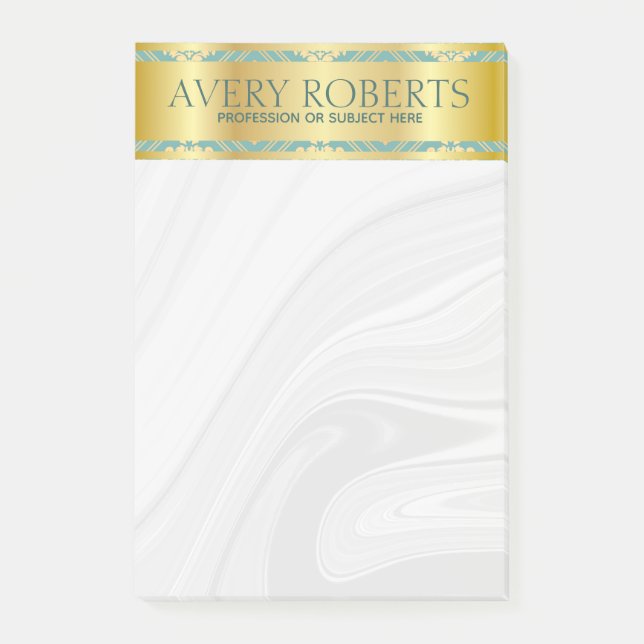 Modern Blommigt Luxury cyan guld damask Classy Post-it Block (Framsida)