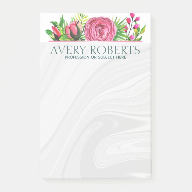 Modern Blommigt Luxury vattencolor Classy Post-it Block (Framsida)