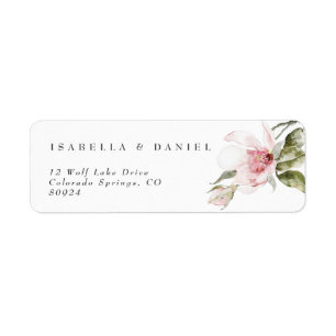 Modern Blommigt Magnolia par Bröllop-etikett Returadress Etikett