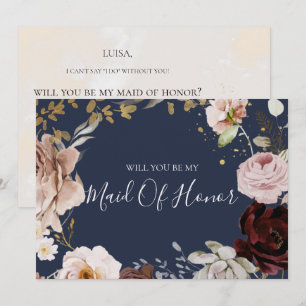 Modern Blommigt Maid of honor-flottkort Inbjudningar