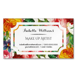 Modern Blommigt Makeup Artist Visitkortmagnet