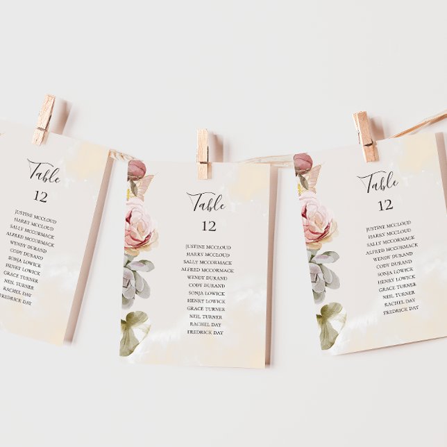 Modern Blommigt | Marble Bordsnummer Sittdiagram (Skapare uppladdad)