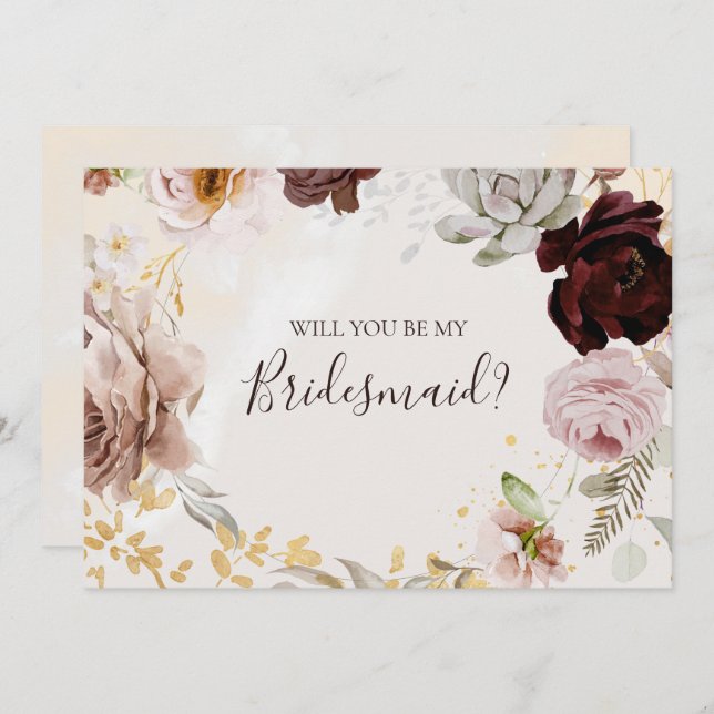 Modern Blommigt | Marble Bridesmaid Frieri Card Inbjudningar (Fram/baksida)