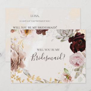 Modern Blommigt   Marble Bridesmaid Frieri Card Inbjudningar
