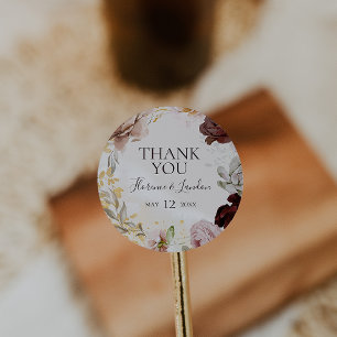 Modern Blommigt Marble Tack Wedding Favor Runt Klistermärke