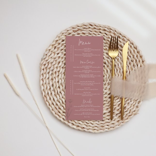Modern Blommigt Mauve Bröllop Meny (Skapare uppladdad)