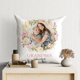 Modern blommigt med vattenfärg, morma 2 foton kudde
