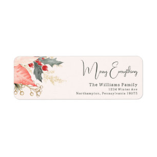Modern Blommigt Merry All Returadress Etikett