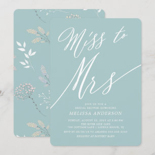 Modern Blommigt Miss till mrs Inbjudningskort för