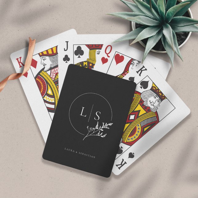 Modern Blommigt Monogram Casinokort (Skapare uppladdad)