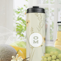 Modern Blommigt Monogram Light Gult Grönt