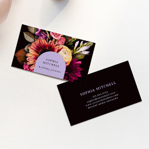 Modern Blommigt   Mörk Färg och Elegant Visitkort