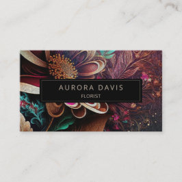 Modern Blommigt Mörk - färgad Elegant Visitkort