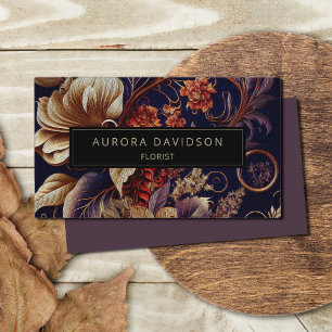 Modern Blommigt Mörk - färgad Elegant Visitkort