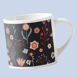 Modern Blommigt Mörk Scandinavian Espressomugg