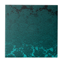Modern Blommigt Mörk Teal Grönt Mönster Kakelplatta