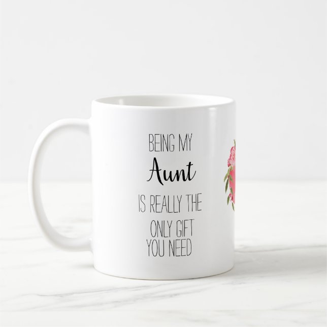 Modern blommigt Moster 'only present'-roligt Kaffemugg (Vänster)