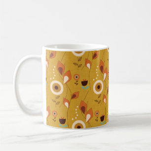 Modern Blommigt Mustard för 70-årsjubileum Kaffemugg