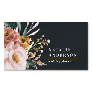 Modern blommigt och elegant av löv magnetiska visitkort