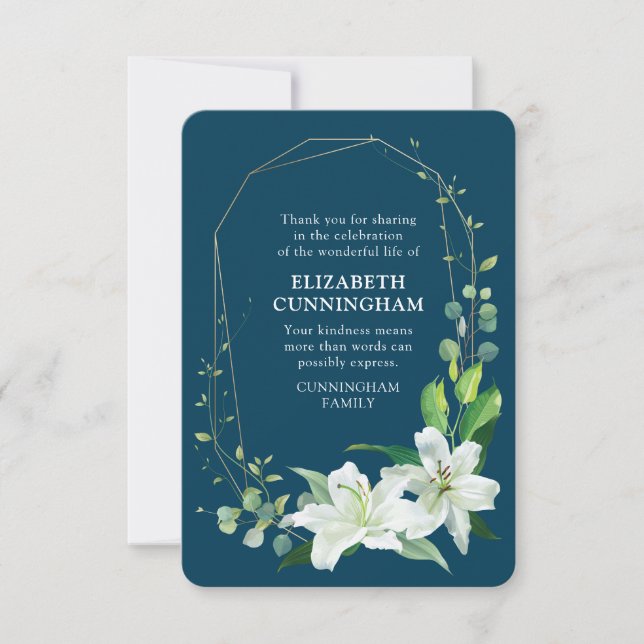 Modern Blommigt- och heltidsminnesinformation Tack Kort (Framsida)