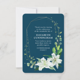 Modern Blommigt- och heltidsminnesinformation Tack Kort