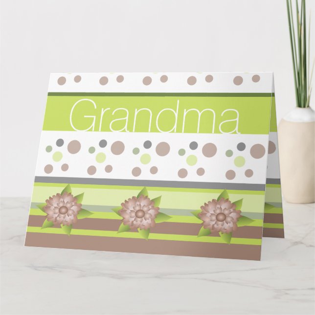 Modern Blommigt och polkadot Kort (Framsida)