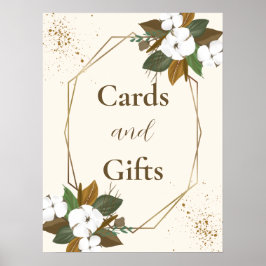 Modern Blommigt- och presentkort för brun och gräd Poster