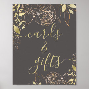 Modern Blommigt- och presentkort för grått och Gul Poster