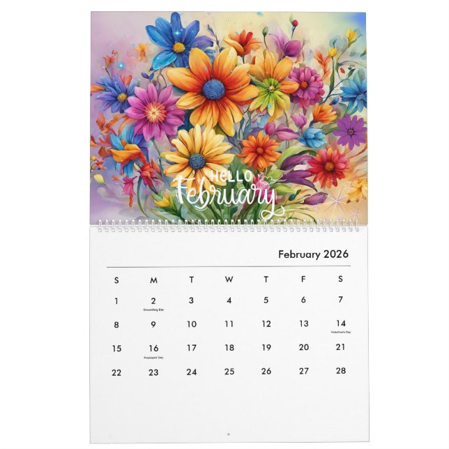 Modern Blommigt och Snyggt - kalendern 2024 varje  Kalender (Feb 2026)
