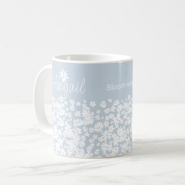 Modern Blommigt Ord & Daisy Anpassningsbar Coffee  Kaffemugg (Framsida vänster)