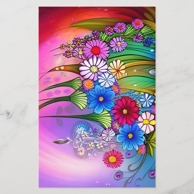 Modern Blommigt - Papper för nedre Mönster-avstånd (Framsida)