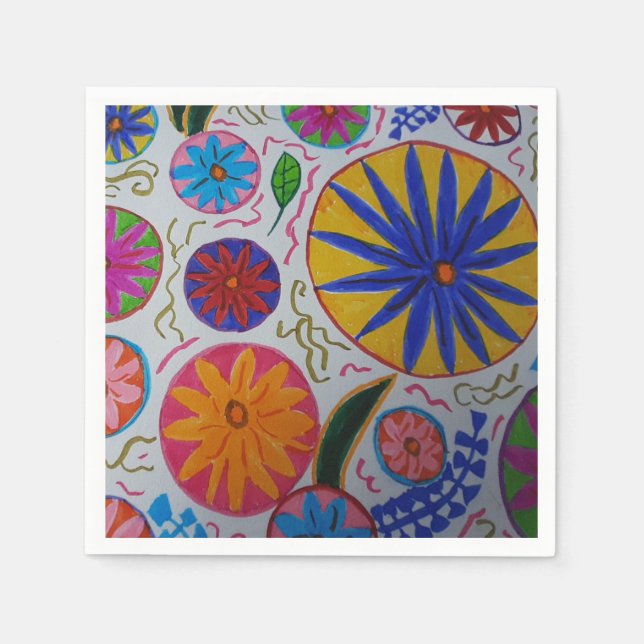 Modern Blommigt Papper Pappersservett (Framsidan)