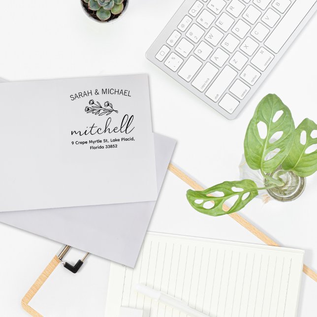 Modern Blommigt par Returadress Stämpel (Skapare uppladdad)