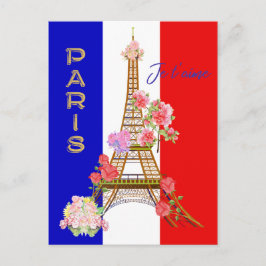 Modern Blommigt Paris je t'aime Eiffel Torn Travel Helg Vykort