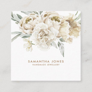 Modern Blommigt Peonies Earrings Jewelry Visning Fyrkantigt Visitkort