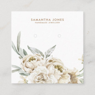 Modern Blommigt Peonies Earrings Jewelry Visning Fyrkantigt Visitkort
