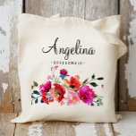 Modern Blommigt - Personlig i Bridesmaid Tygkasse<br><div class="desc">Ta en titt på 400 populära stilar i bröllop tote bags från vår butiks "Bröllop Tote bags"-samling! Om du klickar på "Redigera design" kan du anpassa ytterligare. Du kan ändra typsnittet storlek, typsnitt färg med mera! bröllop tote bags, tote bags bröllop, blommigt tote bags, rustisk blommigt, rustik tote bags, namn,...</div>