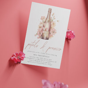 Modern Blommigt Petals & Prosecco-Möhippa Inbjudningar