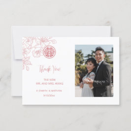 Modern Blommigt Photo Chinese Bröllop Tack Kort
