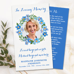 Modern blommigt Photo Memorial Prayer Card Visitkort