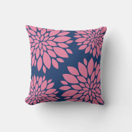 Modern Blommigt Pillow | Rosa och flotta Utomhuskudde