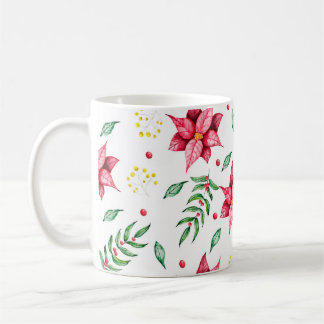 Modern Blommigt Poinsettia Watercolor Kaffemugg