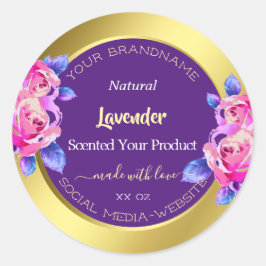Modern Blommigt produktförpackningsetiketter Guld Runt Klistermärke